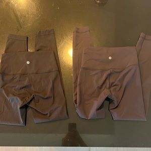 2 pair of black lululemon leggings size 4 inseam 25